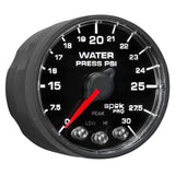 2-1/16" WATER PRESSURE, 0-30 PSI, SPEK-PRO, BLACK/BLACK, ECU