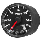 GAUGE, VOLTMETER, 2 1/16", 16V, STEPPER MOTOR W/PEAK & WARN, BLK/BLK, SPEK-PRO — Red (P344328)