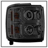 SPYDER SMOKED PROJECTOR HEADLIGHTS WITH LIGHT BAR DRL ; 15-19 SILVERADO HD