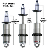 HQ Coil-Over shock with 6.3" stroke and 2" stud mount, universal.