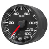 2-1/16" FUEL PRESSURE, 0-100 PSI, SPEK-PRO, BLACK/BLACK, ECU (P514328)