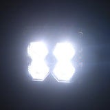 40-Watt LED Auxiliary Cube Light with Amber Side Strobe - Profession Grade with Clear Lens - Sold in Pairs - Race Sport 