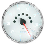 GAUGE, TACHOMETER, 5", 8K RPM, W/SHIFT LIGHT & PEAK MEM, WHITE/CHROME, SPEK-PRO — Red (P23811)