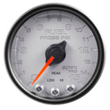 GAUGE, FUEL PRESS, 2 1/16", 15PSI, STEPPER MOTOR W/PEAK & WARN, SLVR/BLK, SPEK — Red (P31522)
