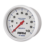 5" IN-DASH TACHOMETER, 0-10,000 RPM, MARINE WHITE