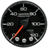 2-1/16" WATER PRESSURE, 0-120 PSI, SPEK-PRO, BLACK/BLACK (P349328)