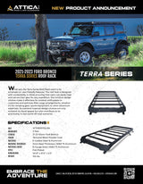 Attica 4x4 2021-2026 Ford Bronco Terra Series Full Length Roof Rack Platform (ATTFB01F102BX)