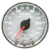 GAUGE, FUEL PRESS, 2 1/16", 30PSI, STEPPER MOTOR W/PEAK & WARN, WHT/CHRM, SPEK — Red (P31611)