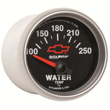 GAUGE, WATER TEMP, 2 1/16", 100-250?F, ELECTRIC, CHEVY RED BOWTIE, BLACK