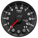 GAUGE, TACH, 2 1/16", 11K RPM, W/ SHIFT LIGHT & PEAK MEM, BLK/BLK, SPEK-PRO — Red (P336328)