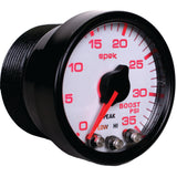 GAUGE, BOOST, 2 1/16", 35PSI, STEPPER MOTOR W/PEAK & WARN, WHITE/BLACK, SPEK-PRO — Red (P30312)