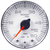 GAUGE, BOOST, 2 1/16", 60PSI, STEPPER MOTOR W/PEAK & WARN, WHT/CHRM, SPEK-PRO — Red (P304118)