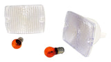 Clear Parking Lamp Set (2) w/ 2 Amber Bulbs for 87-93 Jeep YJ Wrangler