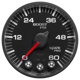 GAUGE, BOOST, 2 1/16", 60PSI, STEPPER MOTOR W/PEAK & WARN, BLK/BLACK, SPEK-PRO — Red (P304328)