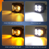 40-Watt LED Auxiliary Cube Light with Amber Side Strobe - Profession Grade with Amber Fog Cutting Lens - Sold in Pairs -