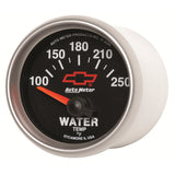 GAUGE, WATER TEMP, 2 1/16", 100-250?F, ELECTRIC, CHEVY RED BOWTIE, BLACK