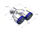 2.5" Inlet Exhaust Tip. T304 Stainless Steel, Burnt End. (T5178BE)