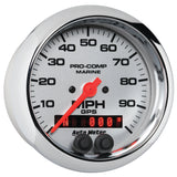 GAUGE, SPEEDOMETER, 3 3/8", 100MPH, GPS, MARINE CHROME