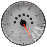 GAUGE, TACHOMETER, 5", 8K RPM, W/SHIFT LIGHT & PEAK MEM, SILVER/CHROME, SPEK-PRO — Red (P238218)
