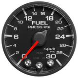 GAUGE, FUEL PRESS, 2 1/16", 30PSI, STEPPER MOTOR W/PEAK & WARN, BLK/BLK, SPEK — Red (P316328)