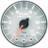 GAUGE, FUEL PRESS, 2 1/16", 15PSI, STEPPER MOTOR W/PEAK & WARN, SLVR/BLK, SPEK — Red (P315228)