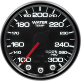 GAUGE, WATER TEMP, 2 1/16", 300?F, STEPPER MOTOR W/PK & WARN, BLK/SMKE/BLK, SPEK