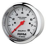 3-3/8" IN-DASH TACHOMETER, 0-8,000 RPM, MARINE CHROME ULTRA-LITE