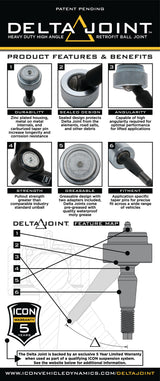 ICON 2015-2022 Chevrolet Colorado/GMC Canyon, Tubular Upper Control Arm Kit w/Delta Joint (78650DJ) — view 4