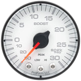 GAUGE, VAC/BOOST, 2 1/16", 30INHG-30PSI, STEPPER MOTOR W/PK & WRN, WHT/BLK, SPEK — Red (P302128)