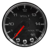 GAUGE, VOLTMETER, 2 1/16", 16V, STEPPER MOTOR W/PEAK & WARN, BLK/CHRM, SPEK-PRO — Red (P34431)