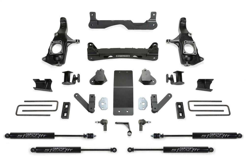 Fabtech Suspension Lift Kit — 4" Basic System, Stealth Monotube Shocks — 2011-2019 GMC Sierra 2500 HD & 2019 GMC Sierra 3500 HD (K1121M)
