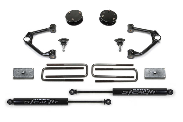 Fabtech Système de rehaussement Budget avec amortisseur — rehaussement de 3.5" — 2019-2023 Chevrolet Silverado 1500 / GMC Sierra 1500 (K1126M)