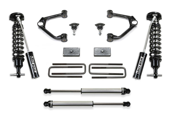 Fabtech Système de rehaussement Budget avec amortisseur — rehaussement de 3" — 2021-2023 Chevrolet Silverado 1500 / 2022-2023 GMC Sierra 1500 (K1190DL)