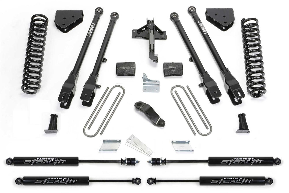 Fabtech 4 Link Lift System, 6" Lift — Stealth Monotube Shocks — 2008-2015 Ford F-250 Super Duty & 2014 Ford F-350 Super Duty (K2120M)