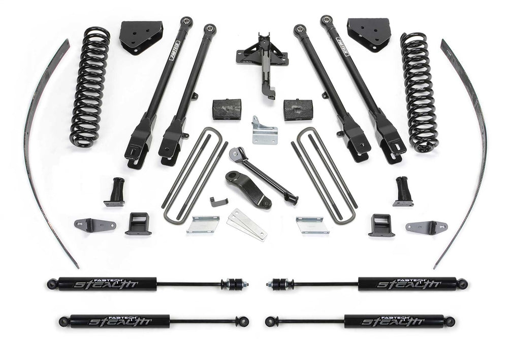 Fabtech 4 Link Lift System, 8" Lift — Without Factory Overload, Stealth Monotube Shocks — 2008-2015 Ford F-250 Super Duty & 2014 Ford F-350 Super Duty (K2125M)