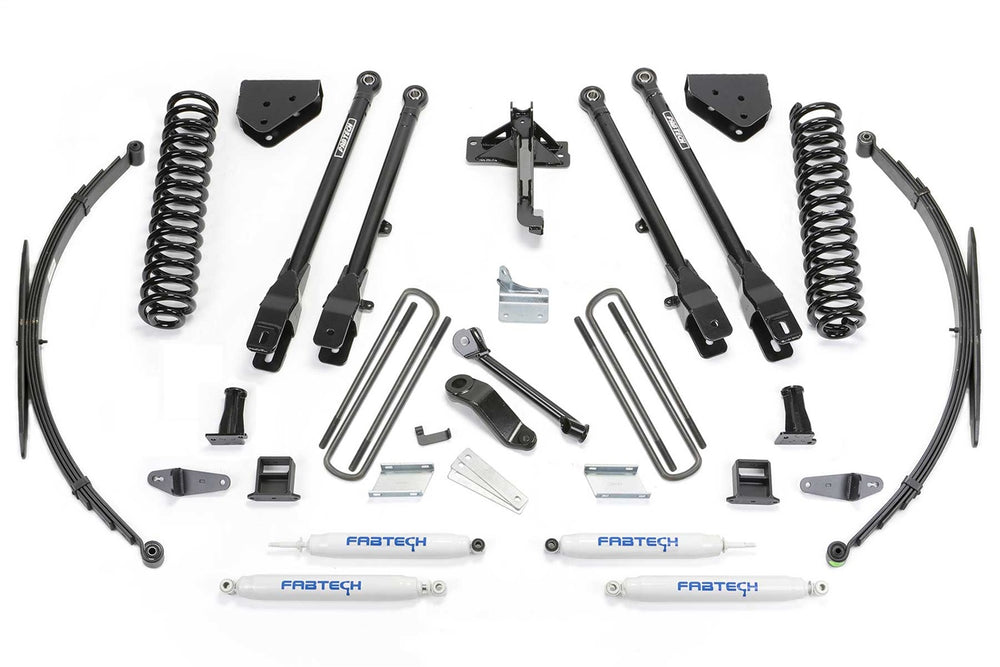 Fabtech 4 Link Lift System, 8" Lift — Rear Leaf Springs, Performance Shocks — 2008-2015 Ford F-250 Super Duty / Ford F-350 Super Duty (K2129)