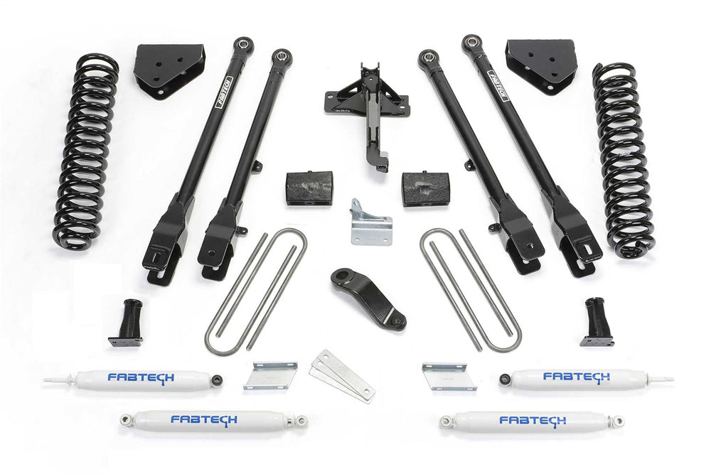 Fabtech 4 Link Lift System, 6" Lift — 8-Lug, Performance Shocks — 2008-2015 Ford F-350 Super Duty (K2132)