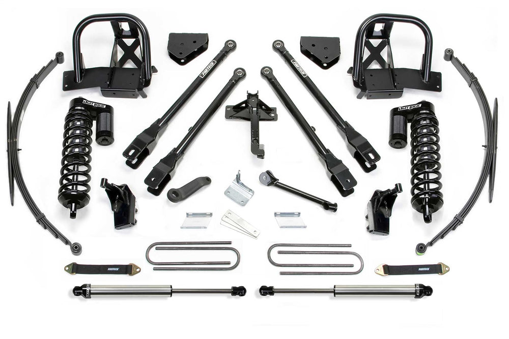 Fabtech 4 Link Lift System, 8" Lift — Rear Leaf Springs, Dirt Logic 4.0 Coilovers, Dirt Logic Rear Shocks — 2008-2015 Ford F-250 Super Duty / Ford F-350 Super Duty (K2144DL)