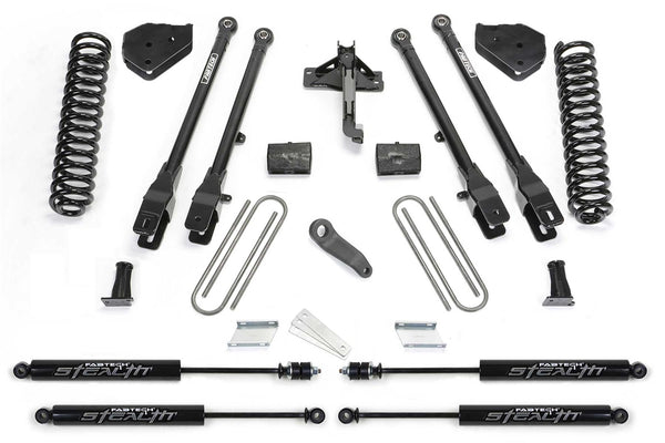 Fabtech 4 Link Lift System, 6" Lift — Diesel, Stealth Monotube Shocks — 2017-2022 Ford F-250 Super Duty / Ford F-350 Super Duty (K2219M)
