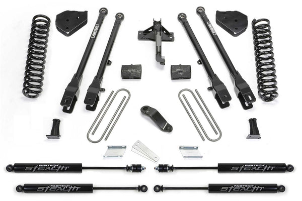 Fabtech Système de rehaussement à 4 bras, 4 po — essence, amortisseurs monotubes Stealth — 2020-2021 Ford F-250 Super Duty / Ford F-350 Super Duty (K2254M)