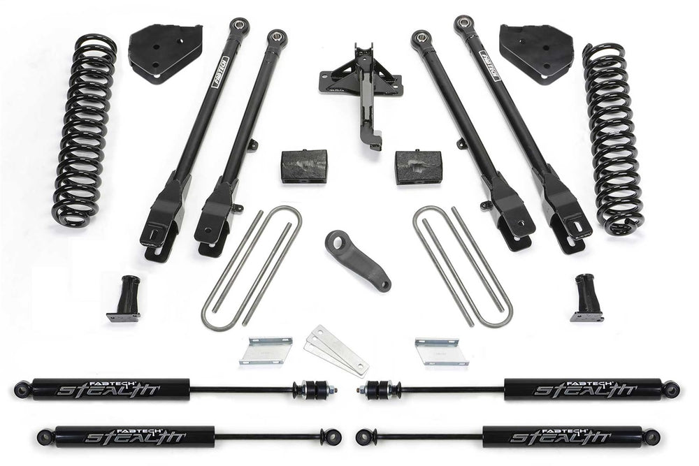 Fabtech 4 Link Lift System, 6" Lift — Gas, Stealth Monotube Shocks — 2017-2021 Ford F-250 Super Duty / Ford F-350 Super Duty (K2257M)