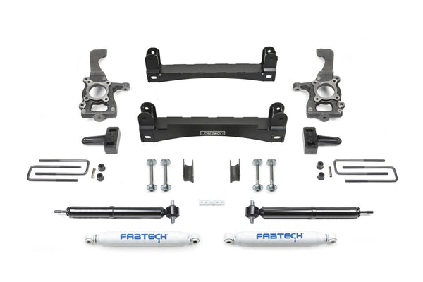 Fabtech Système de rehaussement Basic avec amortisseurs, rehaussement de 4 po — 2WD, amortisseurs arrière Performance — 2015-2020 Ford F-150 (K2258)