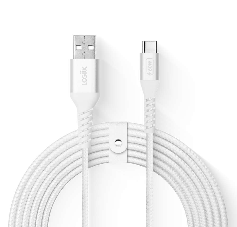 LOGiiX Vibrance Braid XL 3M USB-A to USB-C - White