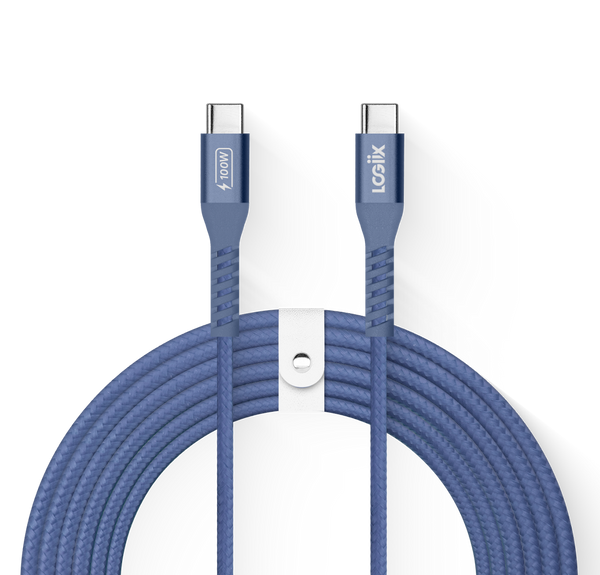 LOGiiX Vibrance Braid 100W XL 3M USB-C to USB-C - Midnight Blue