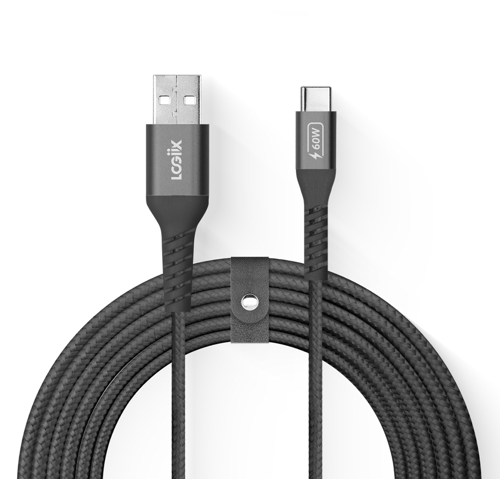 LOGiiX Vibrance Braid XL 3M USB-A to USB-C - Black