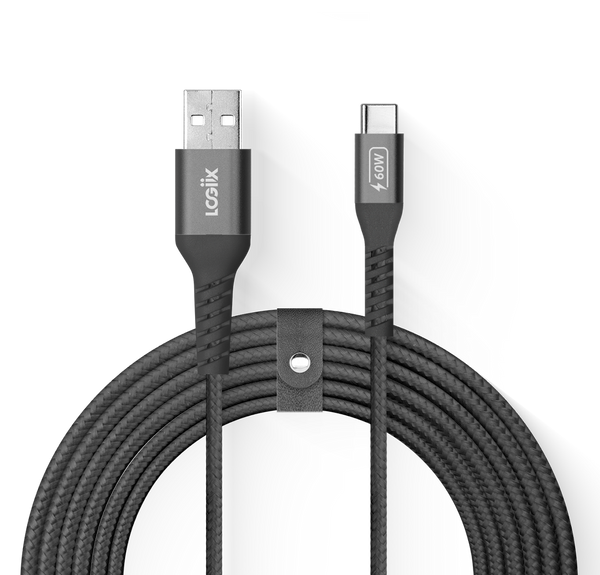 LOGiiX Vibrance Braid XL 3M USB-A to USB-C - Black