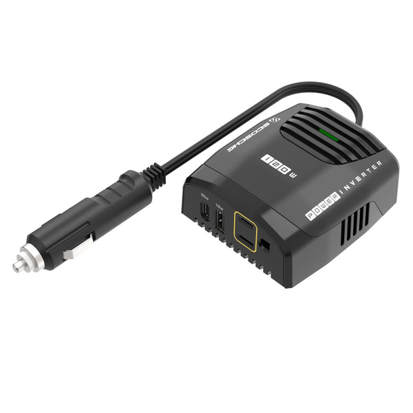 Scosche InVert 120 - 120W Power Inverter w/ AC Outlet, USB-C, USB-A Fast Charging Ports