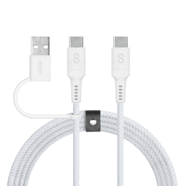 LOGiiX 2-in-1 Multicable 1.5M USB-C to USB-C/USB-A - White