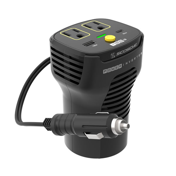 Scosche InVert 150 - 150W Portable Cup Power Inverter w/ AC Outlet, Dual USB Port