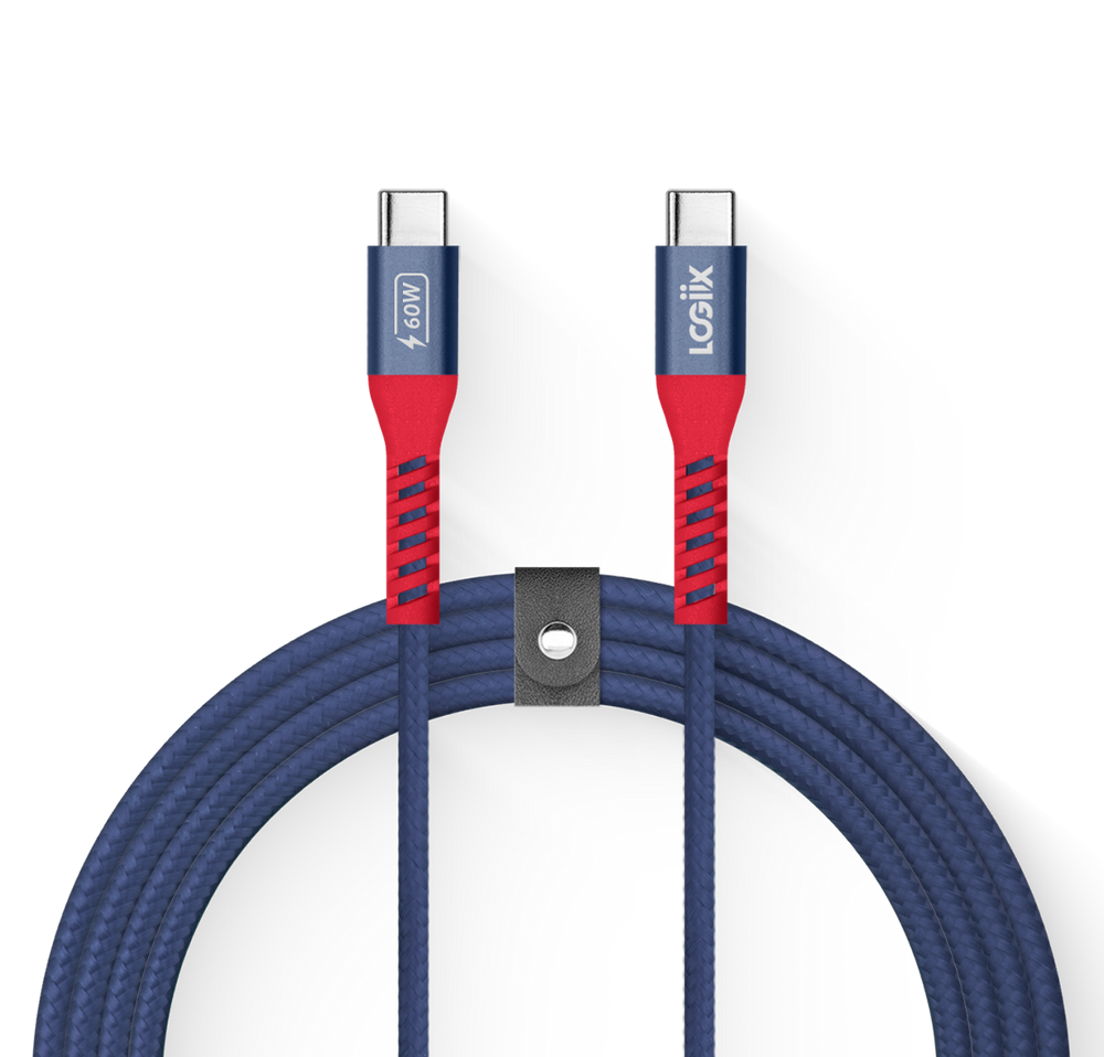 LOGiiX Vibrance Braid 1.2M USB Type-C to USB Type-C - Midnight Blue/Crimson